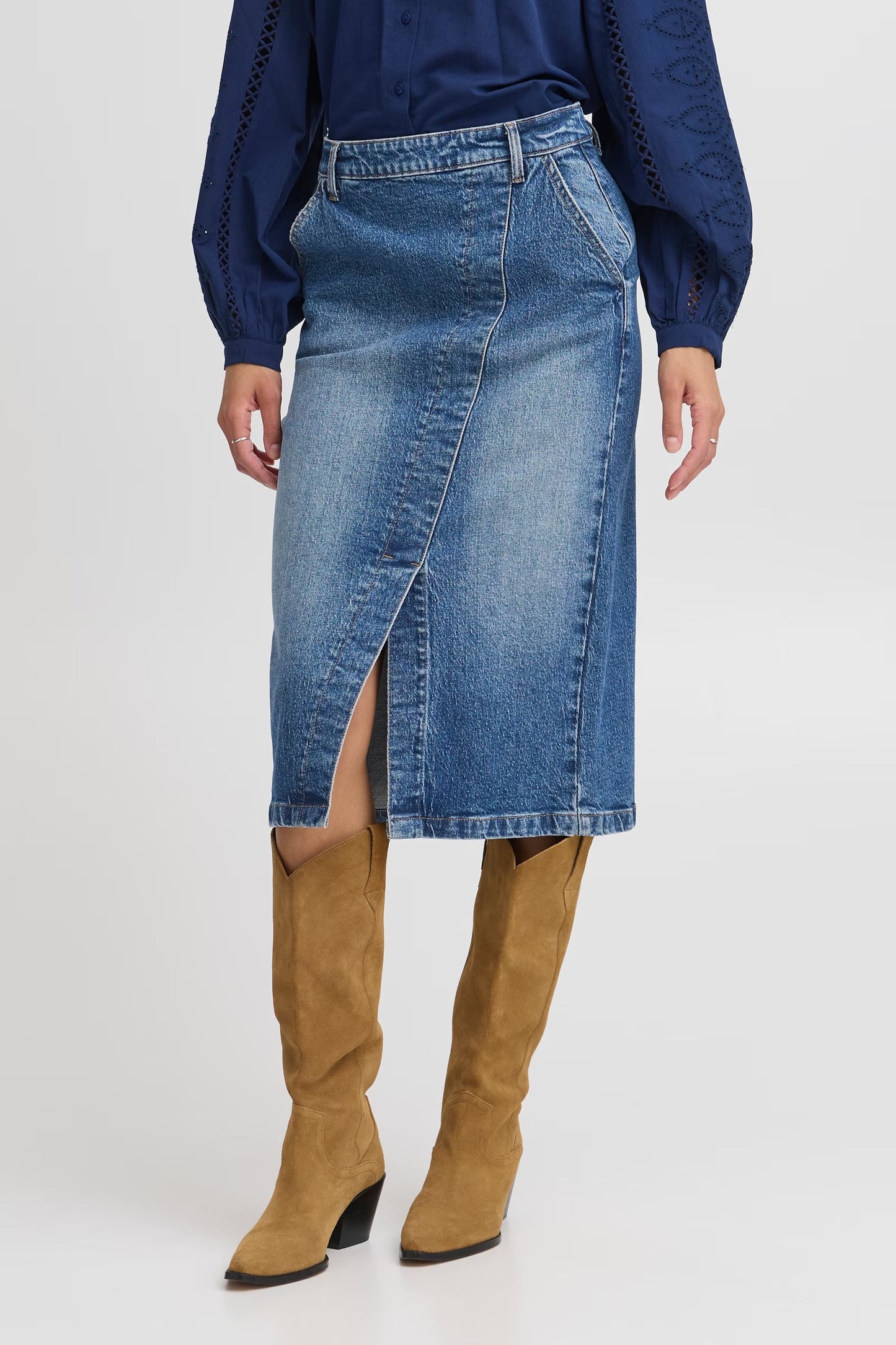 Lara wrap demin nederdel